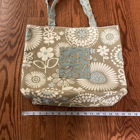 Boho fabric canvas 2 way reversible bag big size lots of room floral w/ pockets - Picture 12 of 13